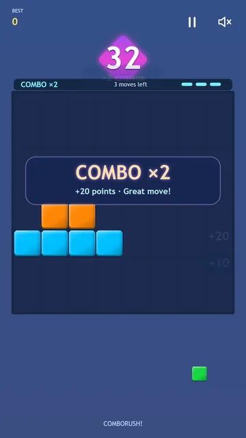 A ComboRush combo clear and the remaining moves indicator
