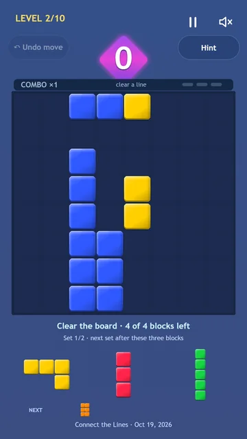Daily Ten level selection with unlocked and completed puzzles